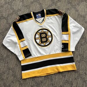 Vintage Boston Bruins Jersey Mens XL White 90s Pooh Bear Starter NHL Hockey